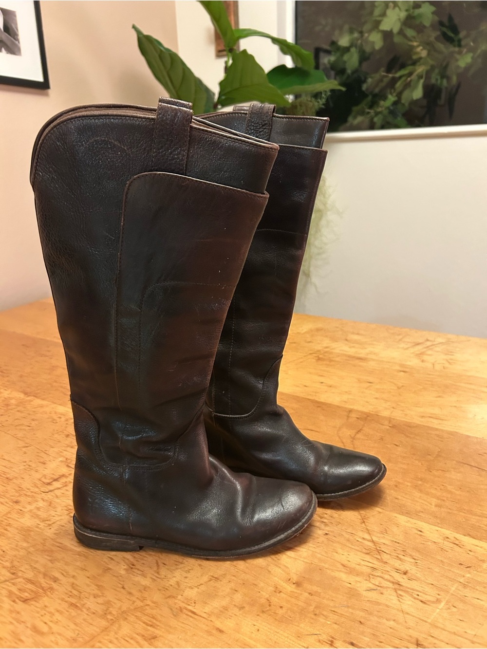 Frye Women's Over-the-Knee Leather Riding Boots in Dark Brown
